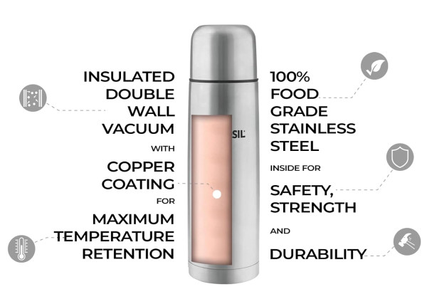 Borosil Hydra Thermo 1000 ml Stainless Steel Water Bottle | Double Wall Vacuum Insulated Flask | 24 Hours Hot and Cold}